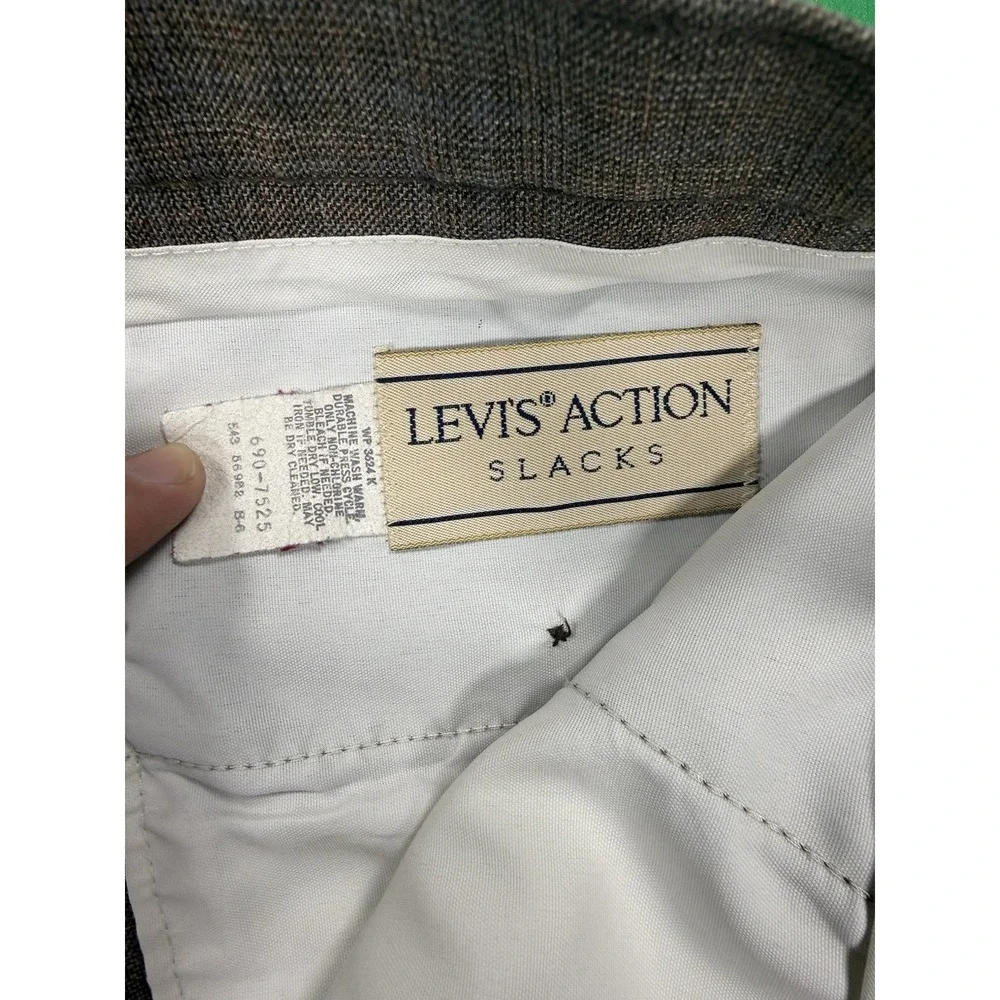 Vintage Levis Action Slacks Mens Brown Plaid Dress Pants 36x30 Wool Blend USA